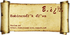 Babincsák Éva névjegykártya